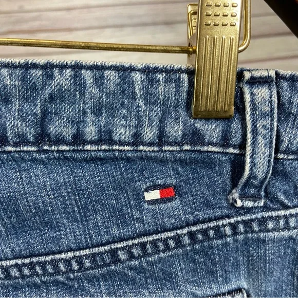 Vintage Tommy Hilfiger Jeans Womens Size 10 Slash Pockets Blue Embroidered - Picture 5 of 9